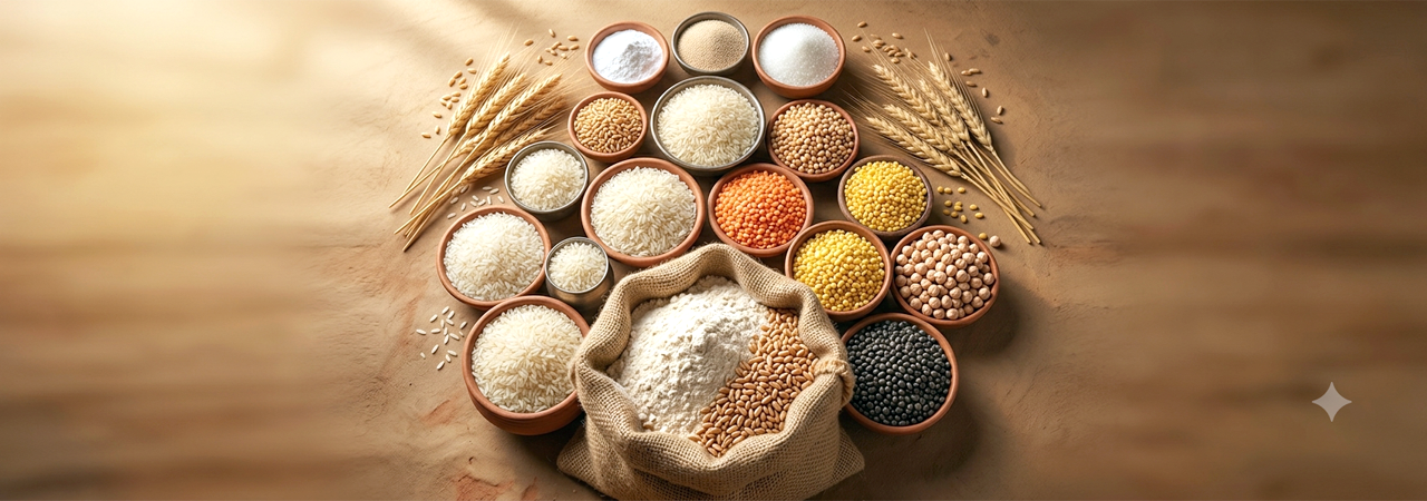চাল, ডাল ও আটা-ময়দা